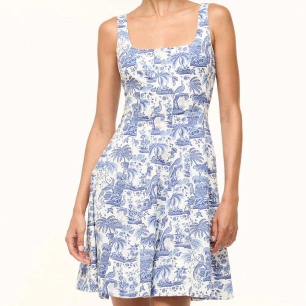 STAUD Blue and White Mini Dress